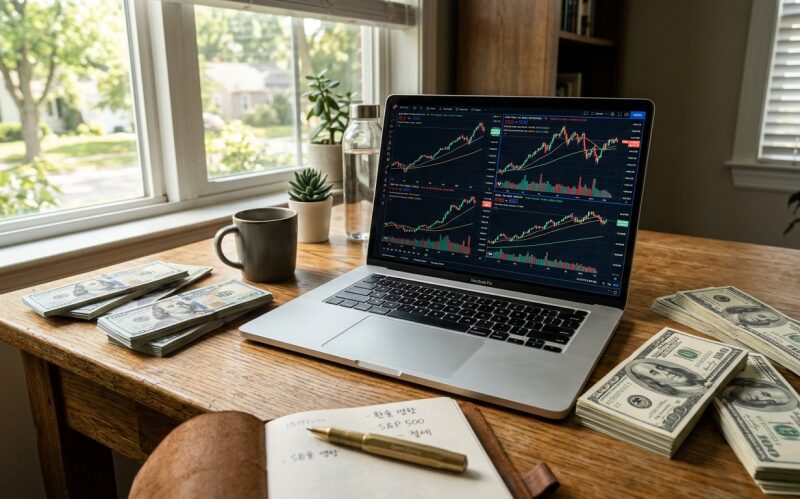 환율 ETF 수익률 변동을 나타내는 달러와 주식 차트